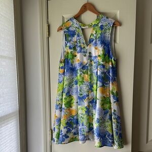 JODIFL Vibrant Floral Mini Dress - Blue, Green, Yellow